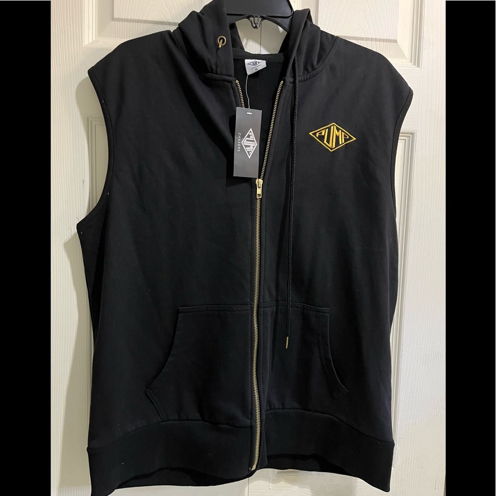 Pump Chasers Men’s Black Sleeveless Hoodie in Size XL